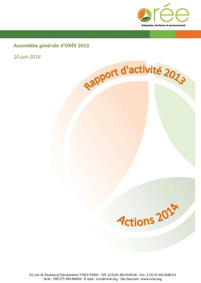 Rapport d'activité 2013 - Plan d'actions 2014